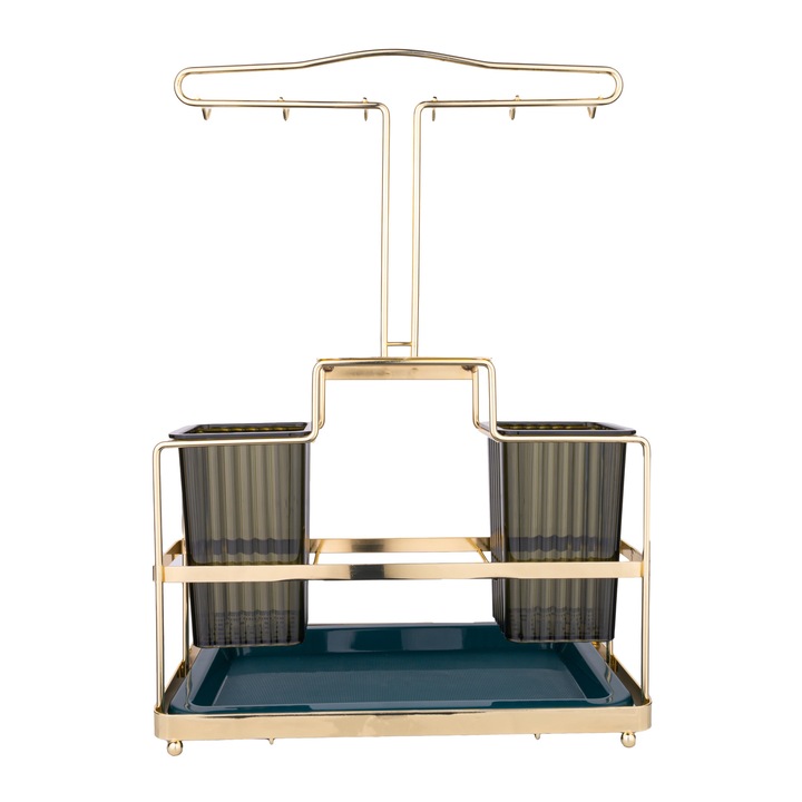 Evőeszköz tartó, TRENDY'S, zöld-arany