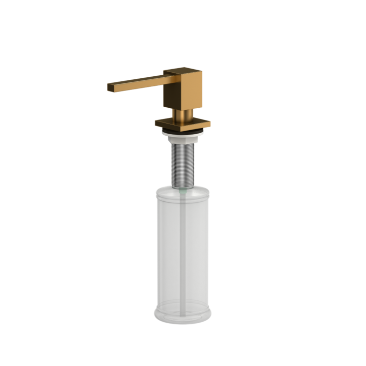 Dozator detergent lichid de vase, Quadron, Polietilena/ Inox, 28.5 cm, 350 ml/ Auriu