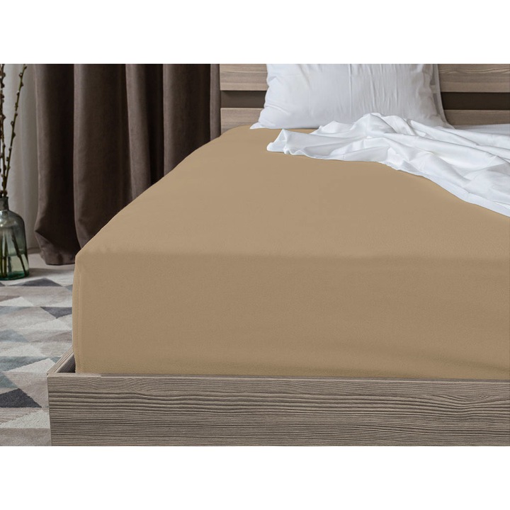 Cearsaf Jersey cu elastic 90x200 cm bej