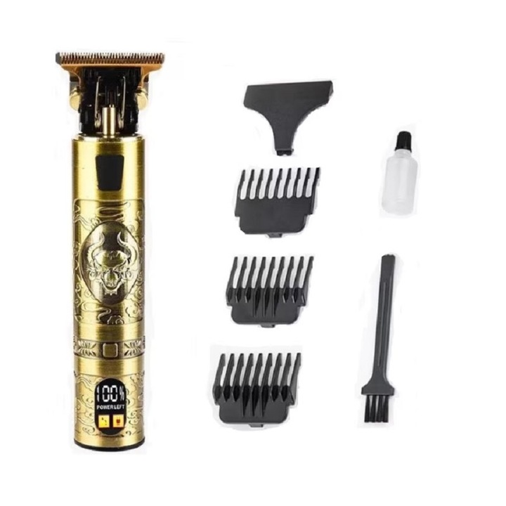 Masina profesionala de tuns SMARTIX® kezu, trimmer pentru contur si barba, afisaj digital LED, cablu USB tip C, 1200mAh, Auriu