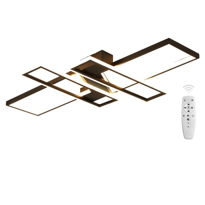Plafoniera Cu LED, Comely, Aluminiu, Dreptunghiulara, 220v, 36w, Dimensiuni 90 * 60 * 6 cm, Tricolor, Negru