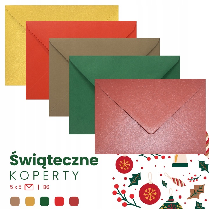 25 db színes karácsonyi boríték készlet, Netuno, B6, Multicolor