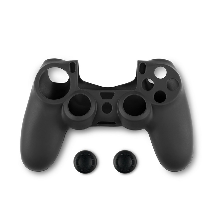 Spartan Gear szilikonos kontroller védő tok és hüvelykujj csúszásgátló, PS4, fekete