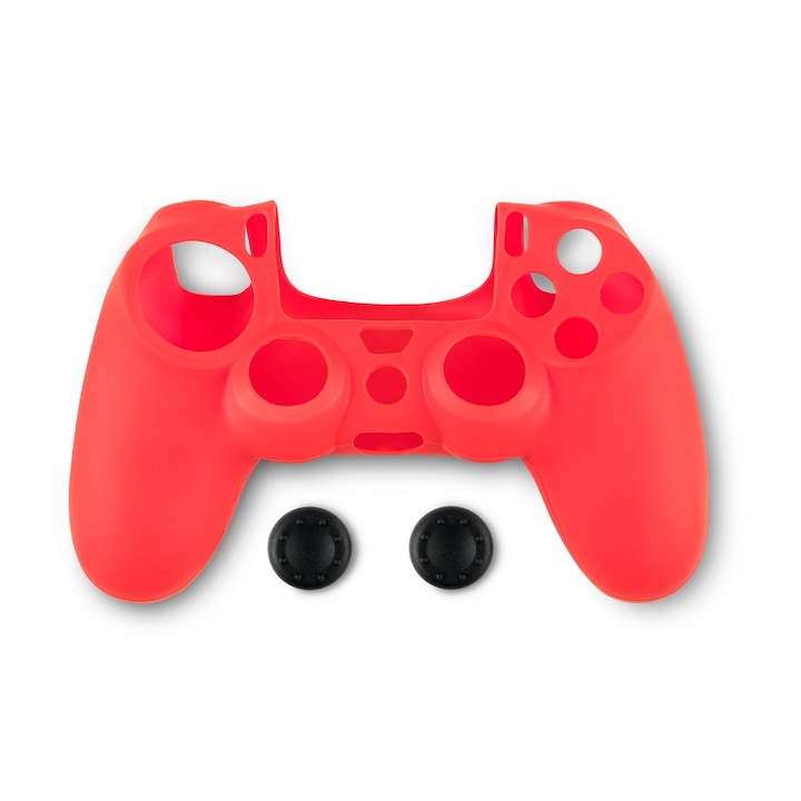 Spartan Gear szilikonos kontroller védő tok és hüvelykujj csúszásgátló, PS4, piros