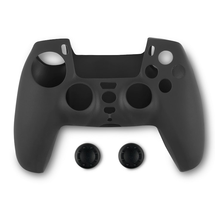 Spartan Gear szilikonos kontroller védő tok és hüvelykujj csúszásgátló, PS5, fekete