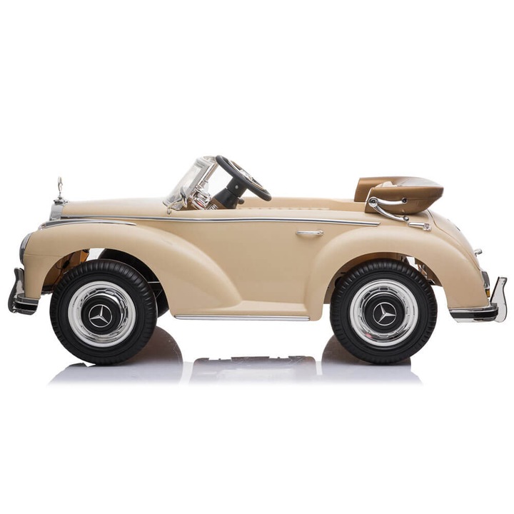 Masinuta electrica de epoca Mercedes 300S, scaun piele ECO, mp3 player USB + Bluetooth + Radio FM, bej
