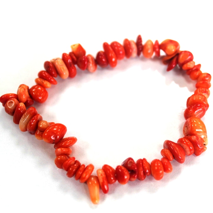 Bratara elastica, Silver Berry, Pietre Semipretioase - Coral