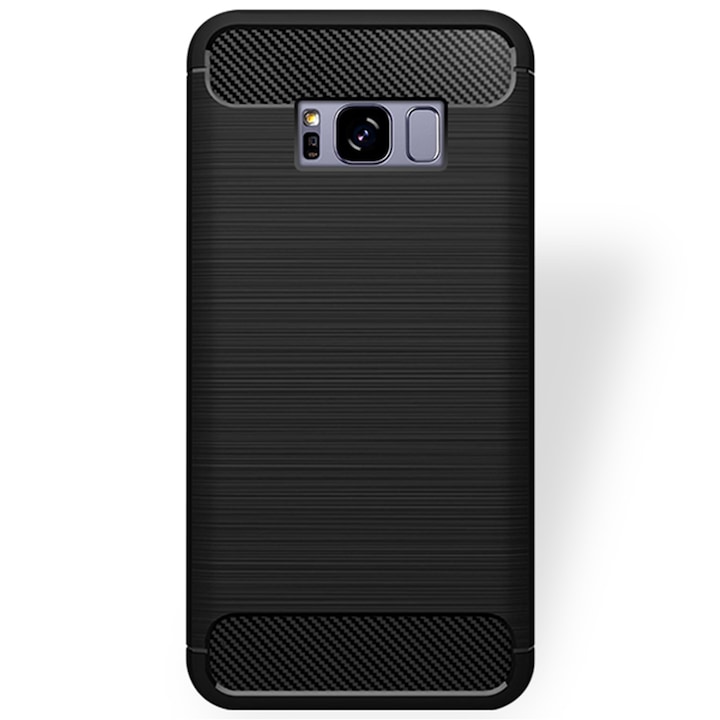 Supreme Carbon tok kompatibilis a Samsung Galaxy S8 Plus készülékkel, Precíz védelem, Barázdás kialakítás, Megerősített élek, Ujjlenyomat mentes, Fekete