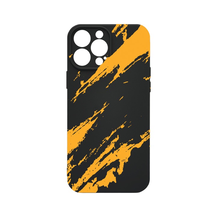 Husa BestCase® Premium Soft Liquid Silicon, Compatibila Cu Apple iPhone 13 Pro Max, Golden Stripes, Slim, Microfibra in interior, Antisoc, Rezistent la socuri, Protectie Camera, PB 1054