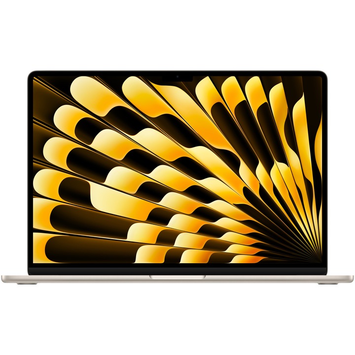 Laptop Apple MacBook Air 15" cu procesor Apple M2, 8 nuclee CPU si 10 nuclee GPU, 8GB, 256GB SSD, Starlight, RO KB