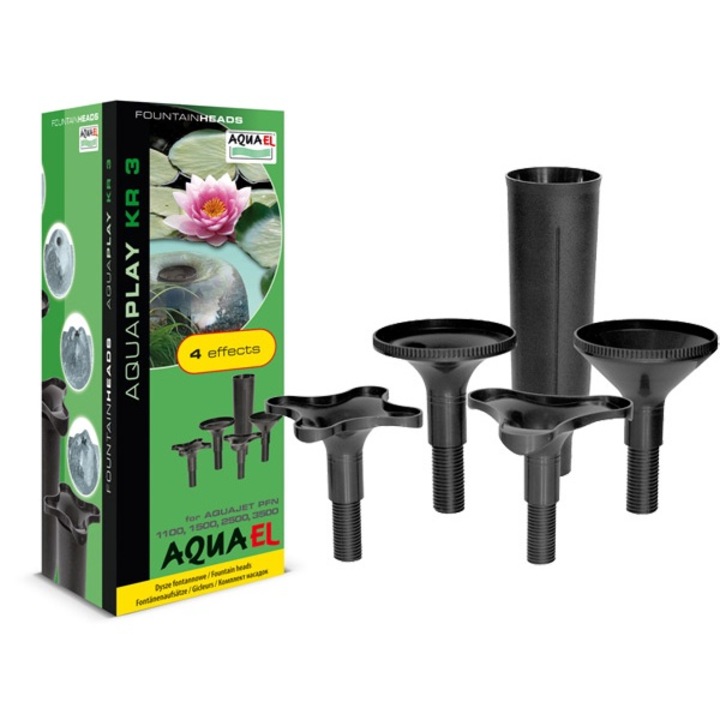 Set 4 Duze pentru fantana tip iaz Aquael, KR-3, Negru
