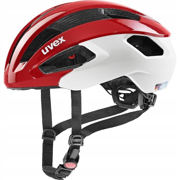 Casca de bicicleta UVEX Rise CC, 19 canale de ventilatie, Rosu/Alb, Marime 52-56 cm