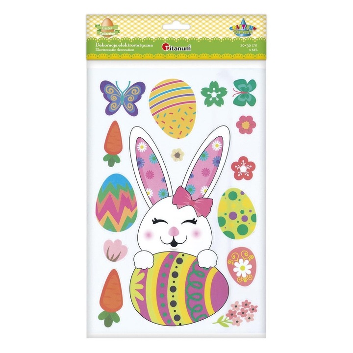 Set stickere decorative, Titanum, Reutilizabile, modele de Paste, 20x30 cm, 15 buc