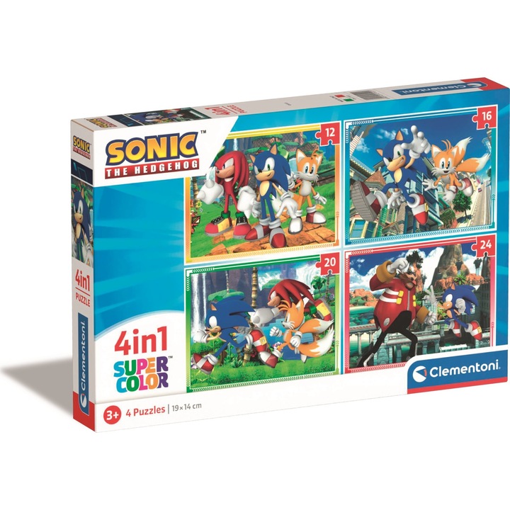 Пъзел 4в1 Clementoni, Sonic, 12-24 части