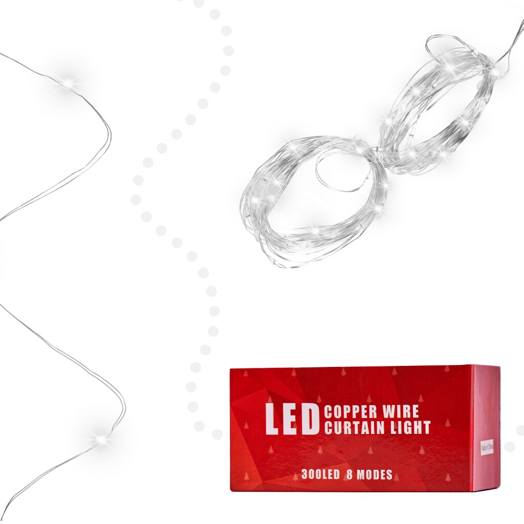 LED гирлянда, 3х3м, 300LED, Студено бяло - eMAG.bg