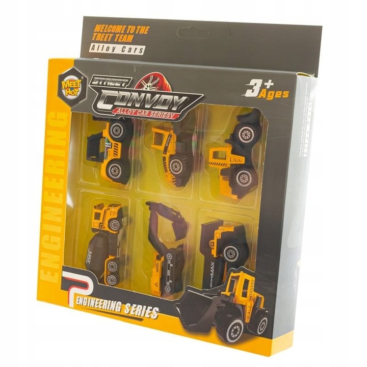 Set 6 masinute de constructie, Plastic, Multicolor