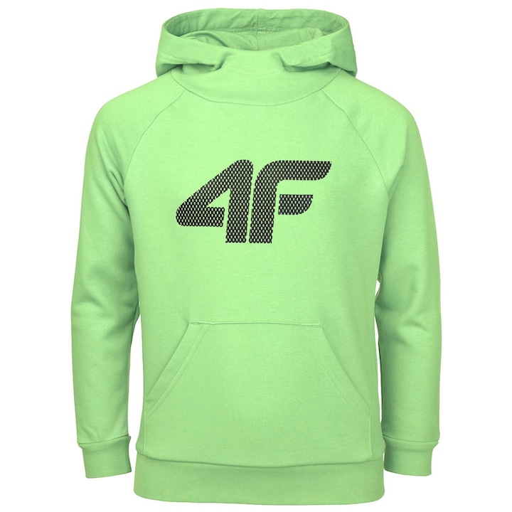 4F Gyermek kapucnis pulóver, pamut, zöld