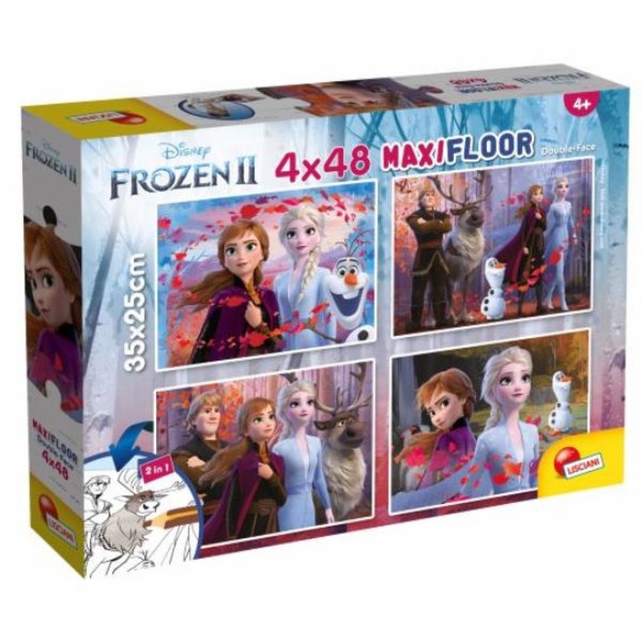 Puzzle, Lisciani, Frozen, Puzzle cu doua fete 4 x 48 piese