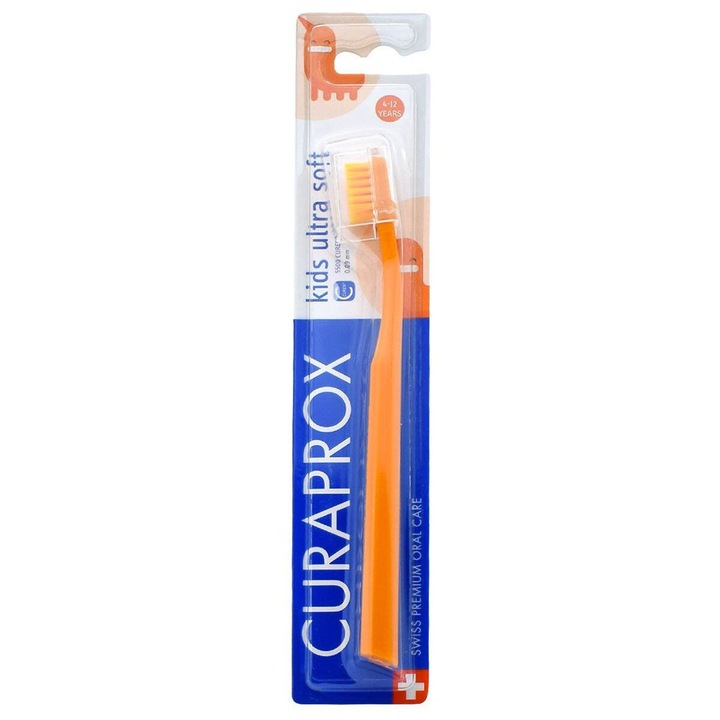 Periuta de dinti Curaprox 5500 pentru copii kids 4-12 ani, portocalie