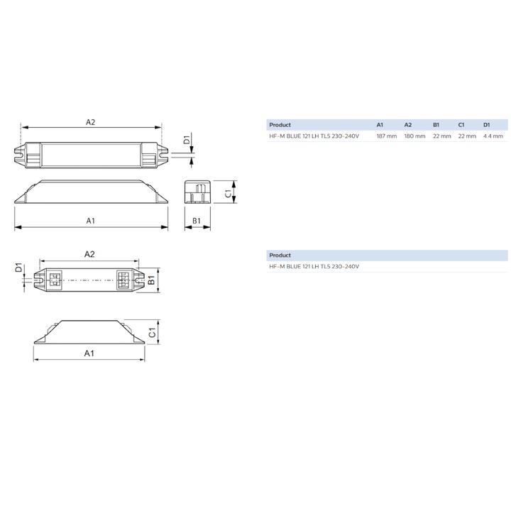 Droser Balast Electronic Philips HF-Matchbox BLUE 121 LH TL5 230-240V