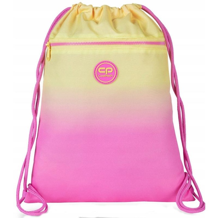 Sac De Incaltaminte, Coolpack, Gradient Peach, Impermeabilizare, Buzunar Cu Fermoar, Snururi Pentru Transport, Latime: 32,5 Cm Inaltime: 42,5 Cm, Gradient De Galben Si Roz