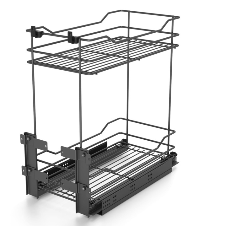 Cos mini cargo, Stolmet, Metal, 300 mm, 2 manere, Inchidere moale, Extensie completa, Antracit