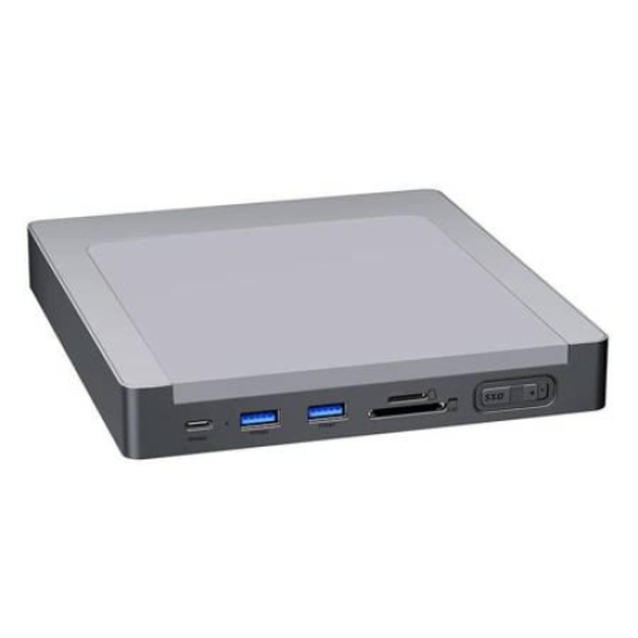 Докинг станция, INVZI, MagHub 8in1, USB-C, За iMac, С тава за SSD, Сив