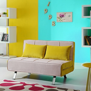 Canapea extensibila Kring Lyle, 2 locuri, 120x80x77 cm, Bej/Galben Canapea extensibila Kring Lyle, 2 locuri, 120x80x77 cm, Bej/Galben