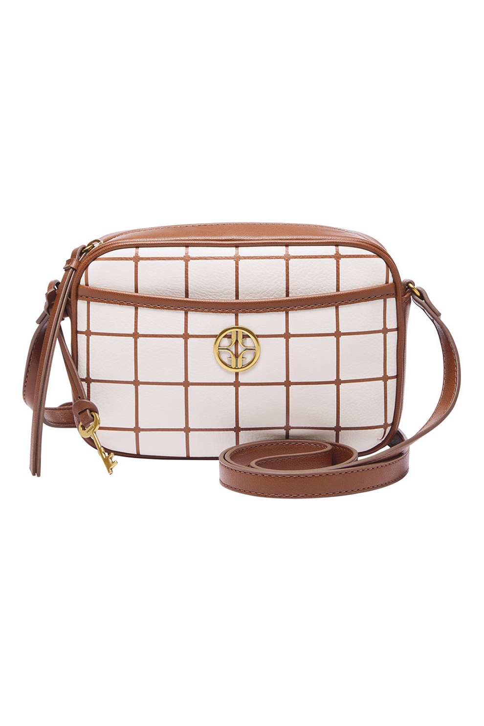 Fossil, Geanta crossbody din piele ecologica cu aspect contrastant