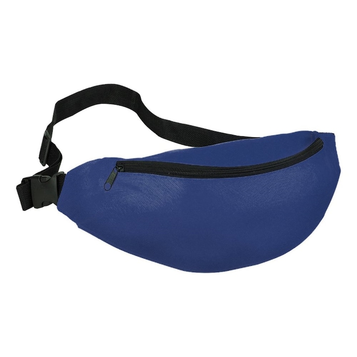 Универсална спортна чанта, текстил, с регулируема презрамка, 2 отделения с цип, в тъмносин цвят, размери 35х14 см