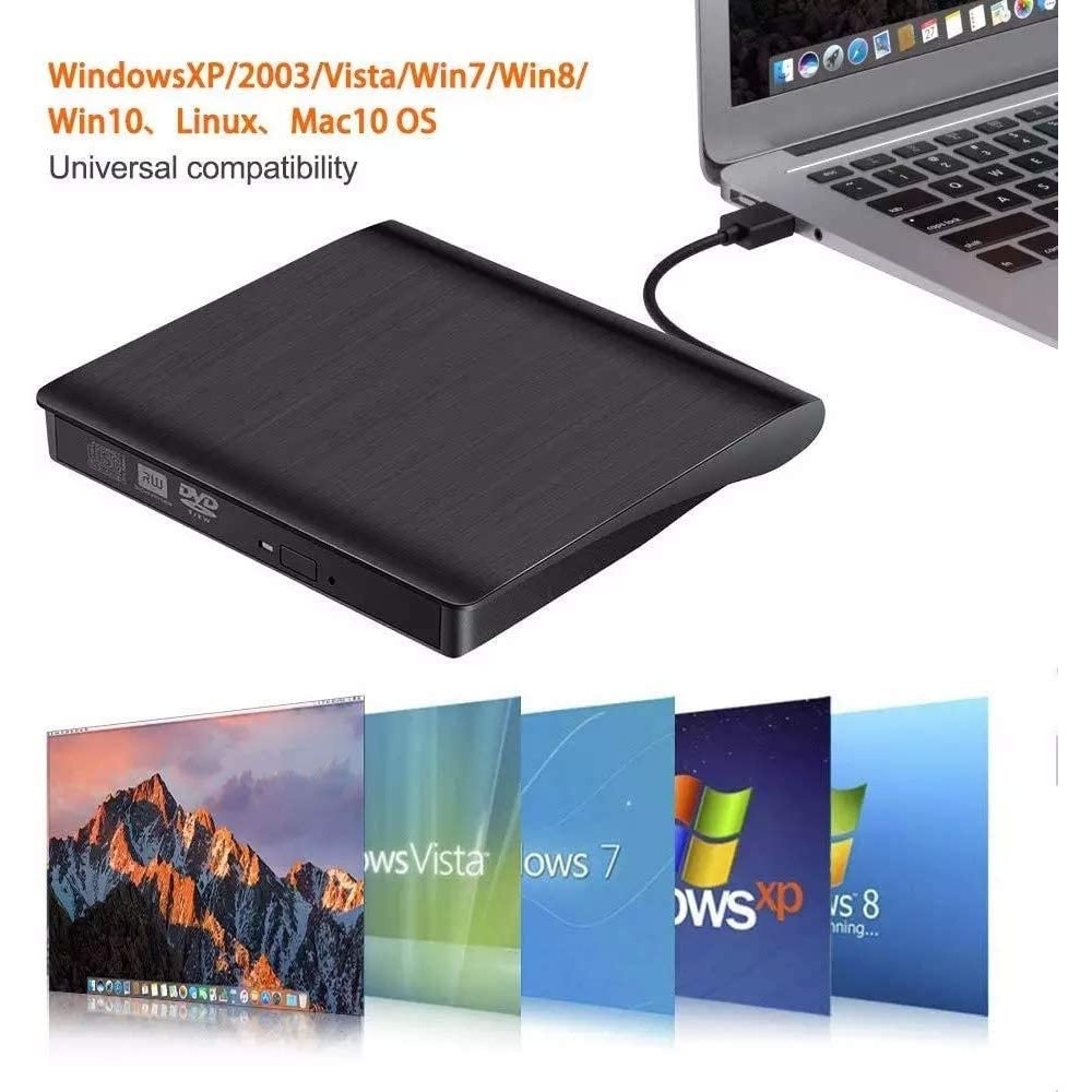 DVD Writer extern, JENUOS®, Unitate optica externa, CD/ DVD, USB 3.0