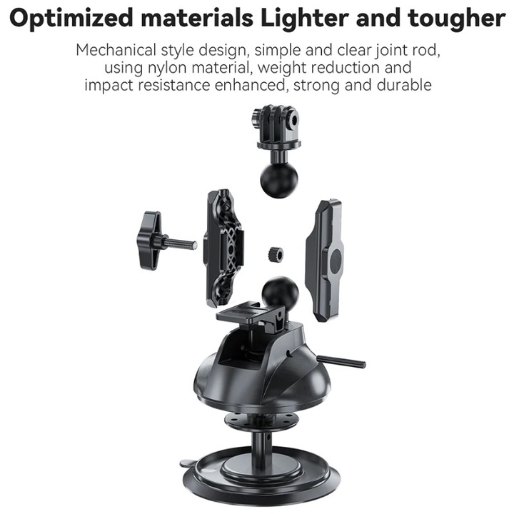 Suport cu ventuza pentru telefoane si camere sport Telesin TE-SUC-012, capacitate maxima de 10 kg, adaptor 1/4 inch