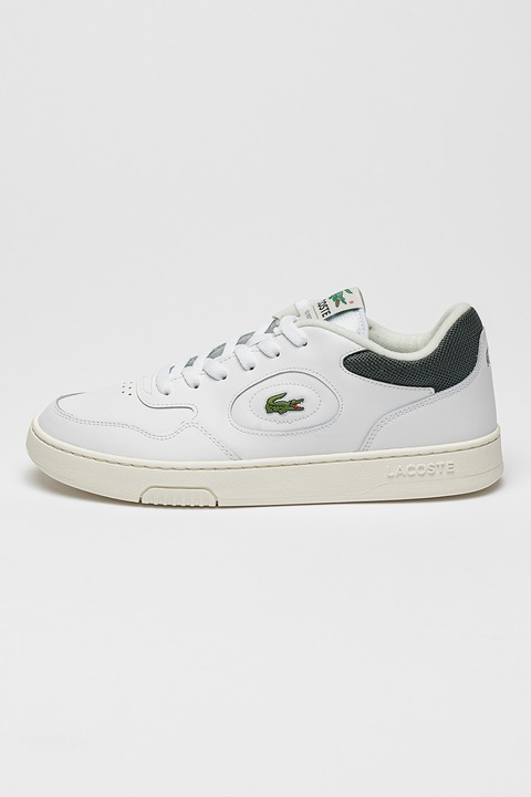 Lacoste, Кожени спортни обувки Lineset с лого, Зелен, Бял, 44