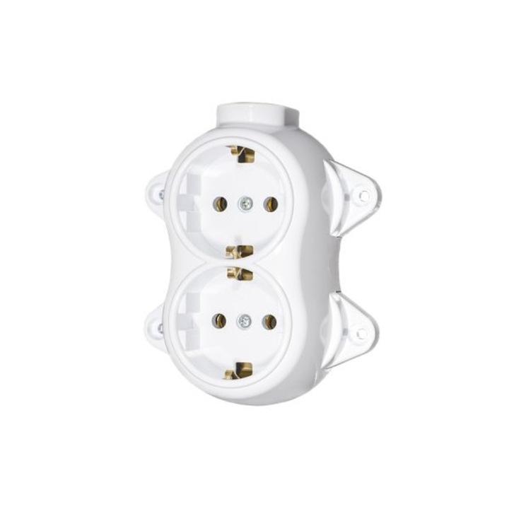 Dublu stecher, Atra, Plastic, montaj exterior, seria Retro, Alb