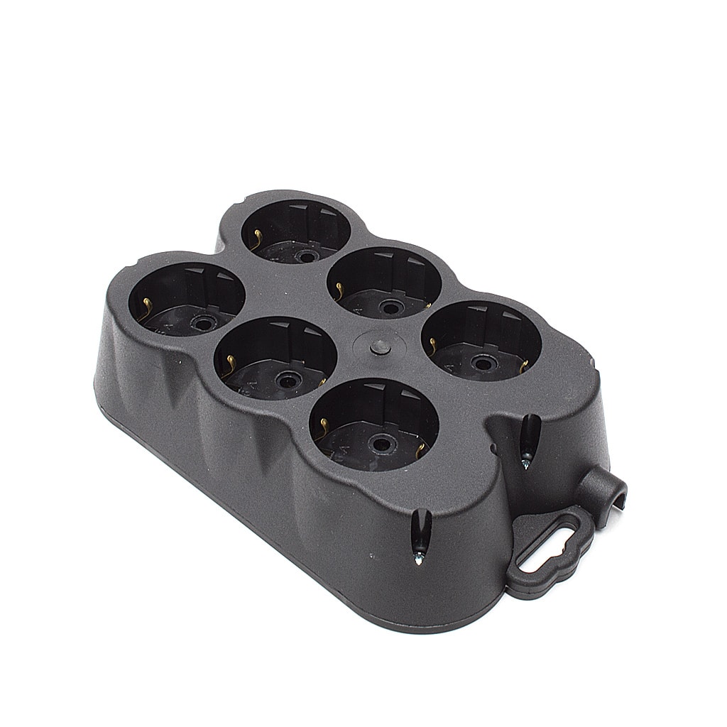 Priza multipla cu 6 prize, Cauciuc, 250V, 16A, Negru, Atra - eMAG.ro