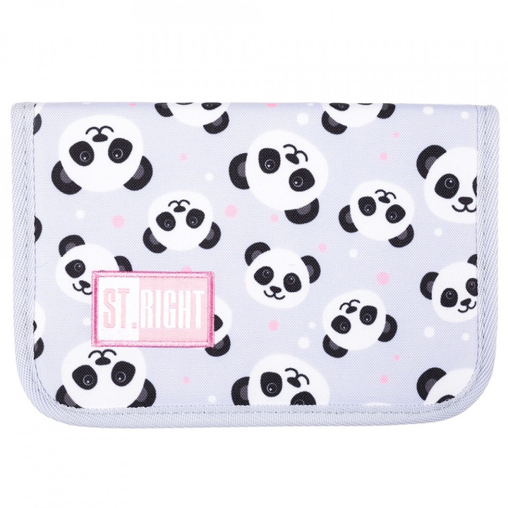 Твърд моливник с 1 цип и 2 удължителя, St. Majewski, Unequipped, St.Right Collection - Grey Panda PC03, 20.5x14x3.5cm