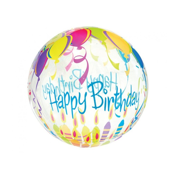 Átlátszó léggömb többszínű nyomattal 46 cm