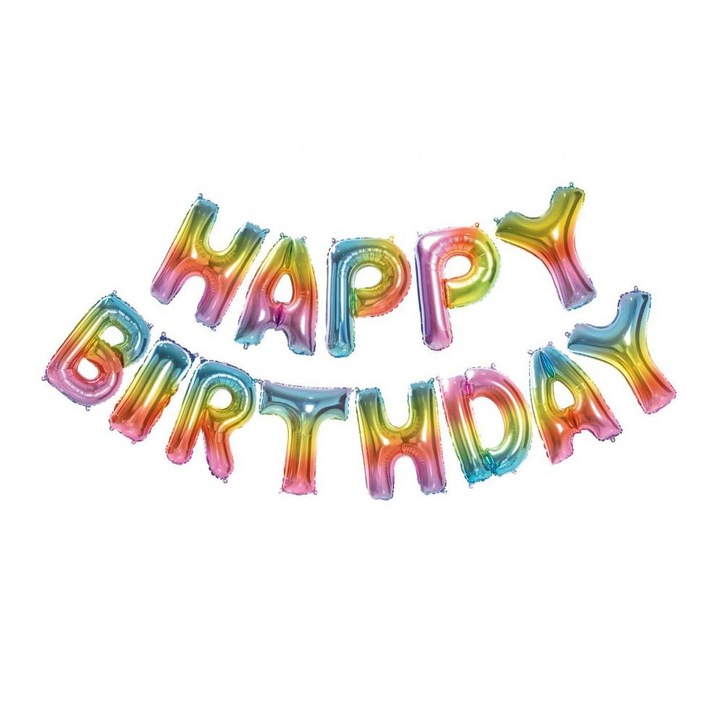 Fólia léggömb modell boldog születésnapot, szivárvány