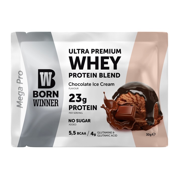 Born Winner Mega Pro, протеин на прах 69% BCAA, без добавена захар и шоколад, 30G