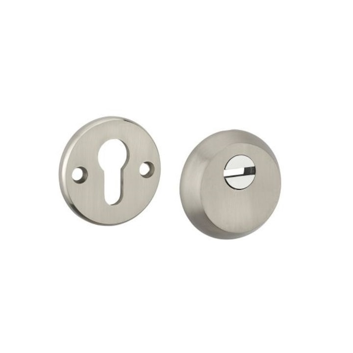 Set rozeta antiefractie, Kale Kilit, usa metalica, doua piese, satin
