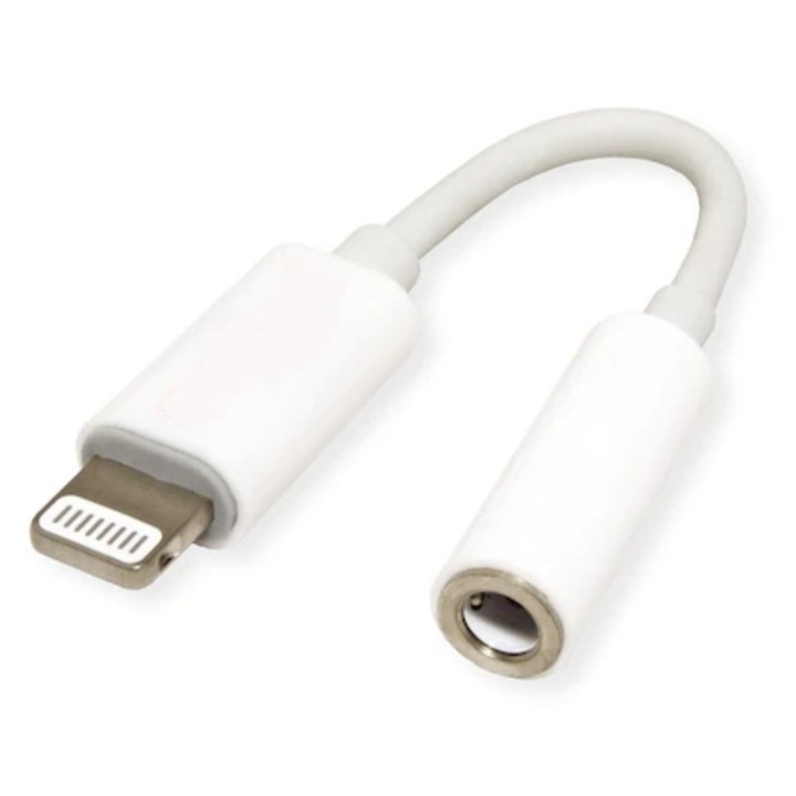 Adaptor lightning la jack 3,5mm compatibil cu IOS, pentru casti sau auxiliar autoturism, Alb