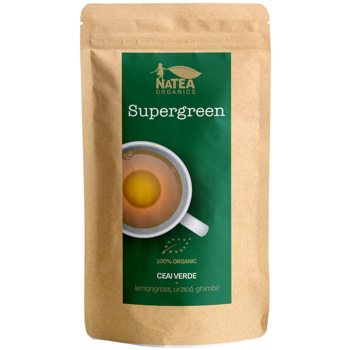Ceai bio verde cu lemongrass, urzica si ghimbir, Supergreen, 50 g