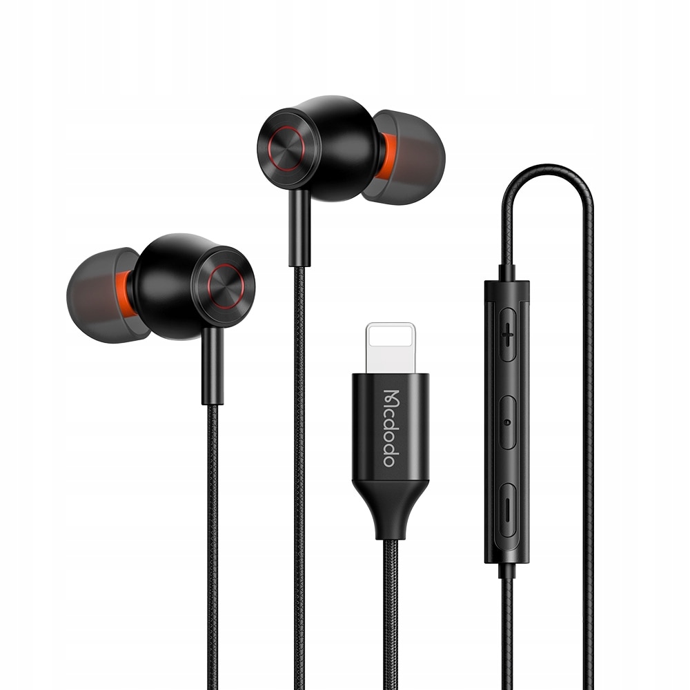 Casti pentru telefon, Mcdodo, Microfon, Compatibil Apple, Negru/Portocaliu