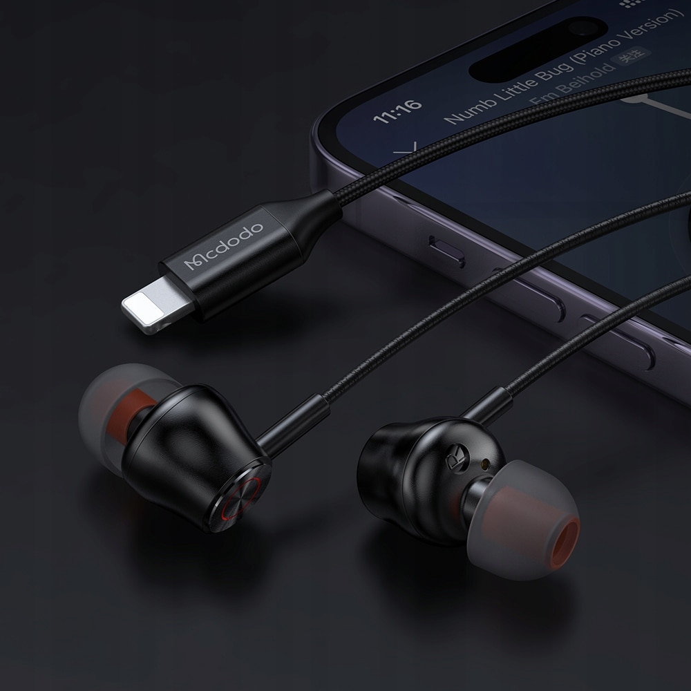 Casti pentru telefon, Mcdodo, Microfon, Compatibil Apple, Negru/Portocaliu