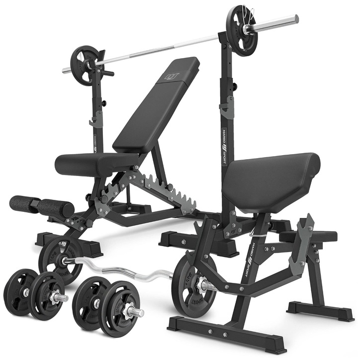 Aparat multifunctional cu accesorii, Marbo Sport, 200 kg, Negru