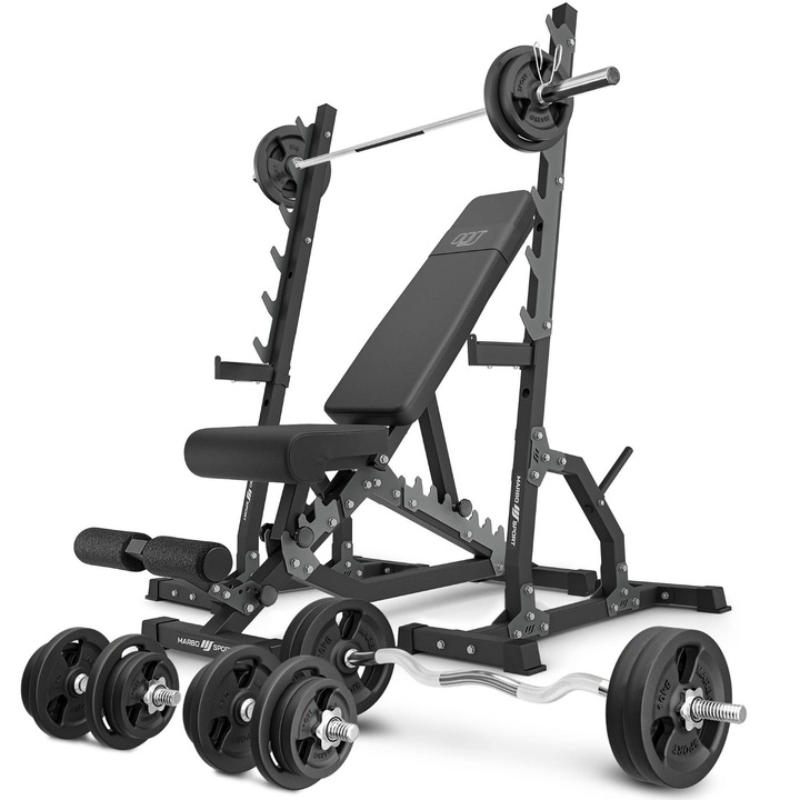 Aparat multifunctional cu accesorii, Marbo Sport, 200 kg, Negru