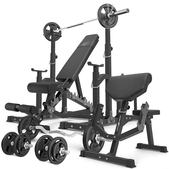 Aparat multifunctional cu accesorii, Marbo Sport, 200 kg, Negru