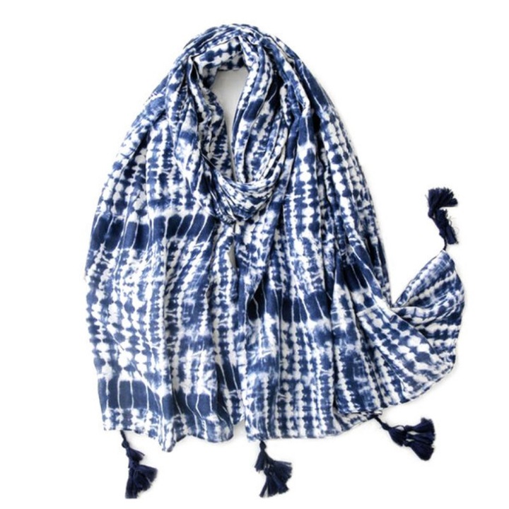 Esarfa dama, Viscoza, 87x180 cm, Albastru