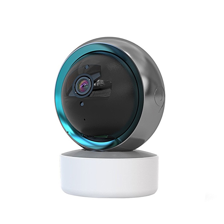 Camera de securitate pentru interior, DOME, 2K Ultra HD, WiFi, Monitor pentru bebelusi, Viziune nocturna, Audio bidirectional, Compatibil cu Alexa si Google Assistant,1920*1080P