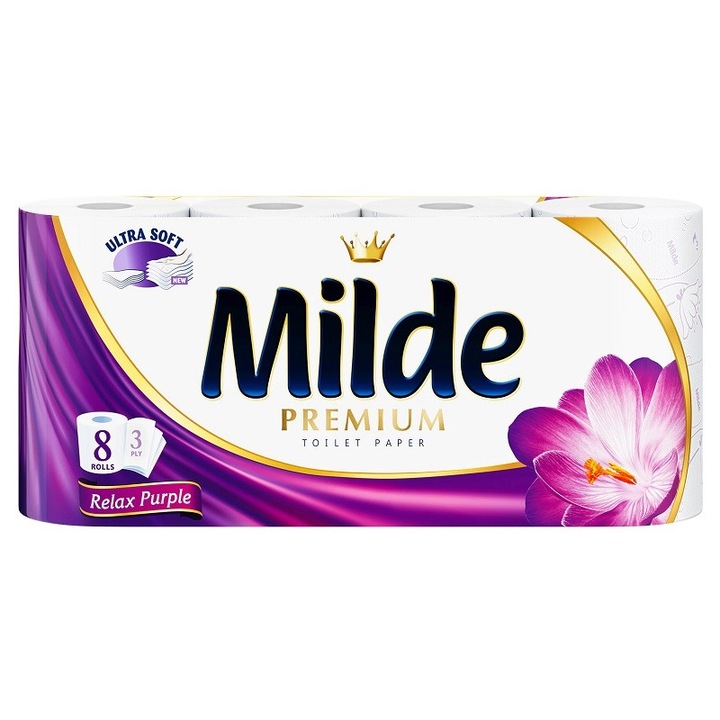 Set 2 x 8 Role Hartie Igienica Milde Relax Purple 3 Straturi